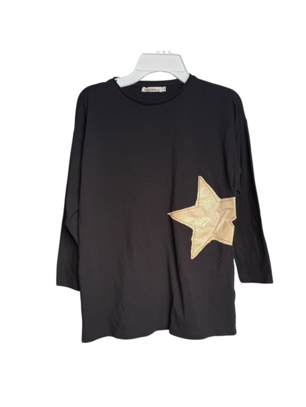 4/$25 Kidichic Black 3/4 Sleeve T-Shirt with Gold Star Motif Teen Girls Size 20